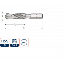 HSS-G BOOR-BIT, 1/4''-C6.3, ø2,0