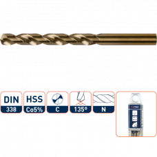 HSS-E SPIRAALBOOR, DIN 338, TYPE N, ø5,0