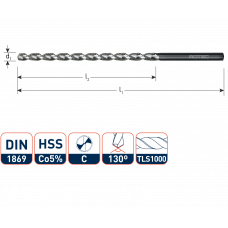 HSS-E SPIRAALBOOR, DIN 1869, TYPE TLS1000, ø13,0X375