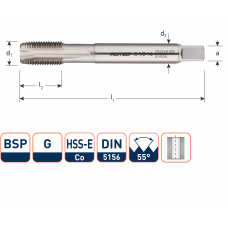 HSS-E MACHINETAP '800', DOORLOPEND, BSP (G) 1/4-19