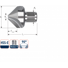 HSS-E VERZINKFREES, 90°, WELDON 19, ø25